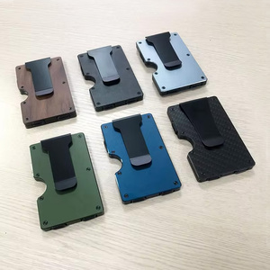 מותאם אישית ארנק מתכת דק מינימליסטי כסף קליפים ארנק אלומיניום חסם כרטיס אשראי מחזיק גברים ארנק סיבי פחמן - Product Image 1