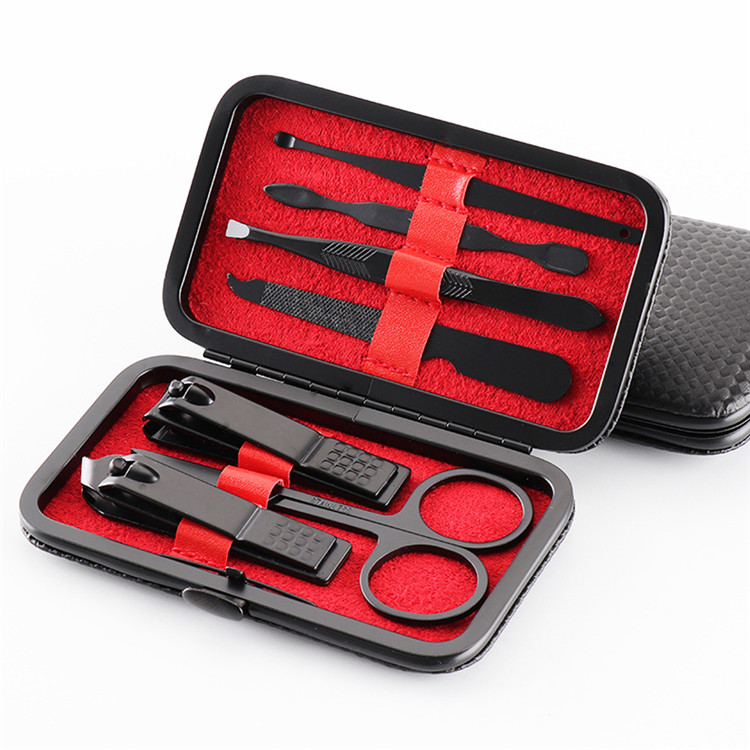 Маникюрный набор для личной гигиены маникюрный набор для ногтей набор роскошных профессиональных 7 PCS кусачки для ногтей комплект черной подарочной путешествия маникюрный педикюрный набор