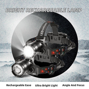 Lampe frontale LED rechargeable en aluminium à haute luminosité, réglable à 90 degrés, 4 modes, super lumineuse, pour casque de chantier - Product Image 5