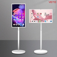 Écran intelligent portable blanc de 32 pouces, écran sans fil, mise en miroir, téléviseur mobile tout-en-un, diffusion en direct, idéal pour les meilleures amies