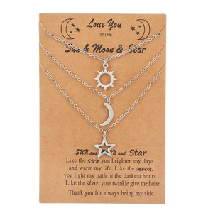 Edelstahl 'Ich Liebe Dich bis zum Mond und Zurück' Du Bist Mein Sonnenschein Liebespaar Sonne Mond Anhänger Halsketten - Product Image 1