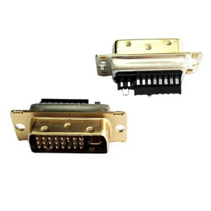 Conectores macho DVI de 180 grados, Conector de soldadura DVI 24 + 5, chapado en oro