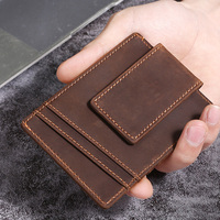 Grosir tempat kartu minimalis penjepit uang dompet saku depan RFID dompet kulit asli pria