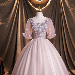 Elegant Ball Gown Red Bean Paste Color Organza Sweetheart Neckline Empire Waistline Stage Art Exam Concert Dress - Product Image 4