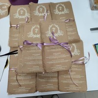 Menú de Lino 100% Orgánico Personalizado, Blanco con Bordes Crudos, Logotipo Impreso para Invitaciones de Boda