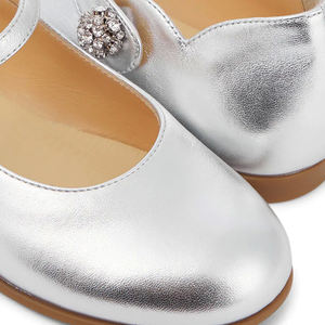 CHOOZII-zapatos clásicos de alta gama para niños, calzado de boda de cuero metálico plateado, Mary Jane - Product Image 2
