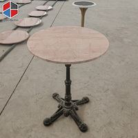 Table de bistrot et table basse en marbre rose naturel, base dorée antique de 30 pouces