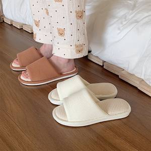 XIXITIAO RTS Pantofole in Lino da Donna <span class=keywords><strong>con</strong></span> Punta Aperta e <span class=keywords><strong>Zeppa</strong></span> Stile Pelliccia Scarpe Estive da Interno per Camera da Letto per Uomo - Product Image 3