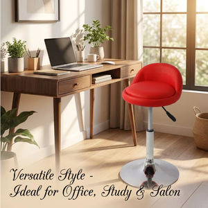 Silla Giratoria Redonda para Comedor, Silla de Espera para Salón/Barbería con Respaldo Bajo Curvo, Altura Ajustable, Taburete de Barra de PU - Product Image 3