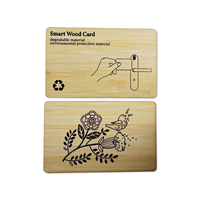 Carte intelligente personnalisée en bambou naturel CR80, étanche, RFID 13,56 MHz, avec puce laminée, pour contrôle d'accès hôtelier