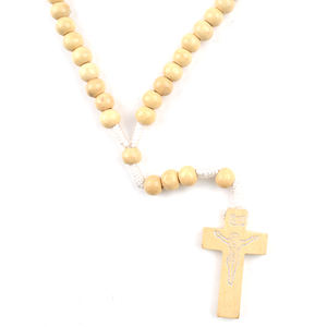 Дешевая черная веревочная плетеная молитвенная четная бусина, коричневые деревянные бусины и католическое колье с крестиком Иисуса, цепочка для подарка - Product Image 6