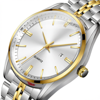 Montre à quartz pour homme avec boîtier en alliage et acier inoxydable, verre résistant à l'eau 30M, style affaires de luxe, ensemble de montres pour couple avec cadran à aiguilles