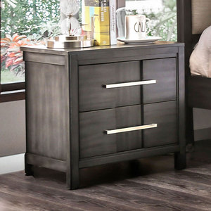 โต๊ะข้างเตียงสีเทาแบบทรานซิชั่น 2 ลิ้นชัก เฟอร์นิเจอร์ห้องนอน - Product Image 2