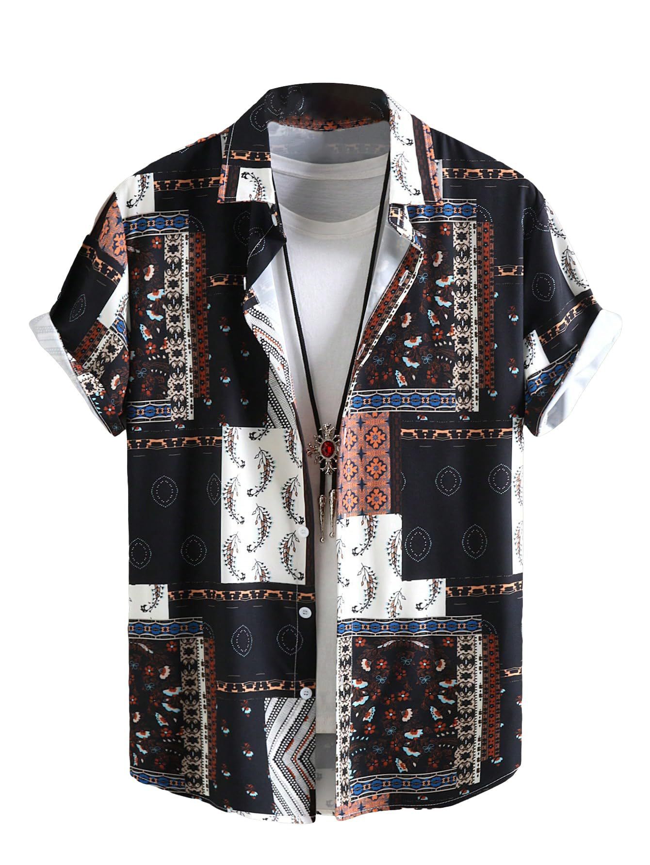 Chemise Cardigan Homme à Revers – Imprimé Hawaïen 3D