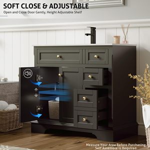 24 "30" 36 "superficie verniciata arco piedi chiusura morbida porte Vintage <span class=keywords><strong>bagno</strong></span> vanità armadio con lavandino - Product Image 4