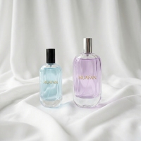 Botol Parfum Kaca Persegi Datar Transparan Elegan 50ml/100ml dengan Pompa Semprot, Cetak Kustom & Logo, Tersedia ODM/OEM