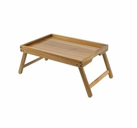 Table de lit moderne en bois d'acacia avec pieds pliables, plateau écologique pour petit-déjeuner/ordinateur portable, idéal pour la chambre à coucher