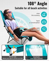Lot de deux chaises de plage pliantes en acier allié, dossier haut, confortables, surdimensionnées, avec assise en maille respirante, portables, pour camping, parc et hôtel