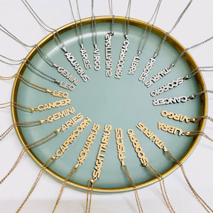 Kalung rantai liontin zodiak 18K berlapis emas, rantai kalung tautan untuk acara ulang tahun pernikahan untuk wanita - Product Image 6