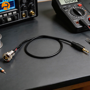 Kabel Rakitan Jack Audio 3.5mm M12 3-Pin Panel Mount Kustom, Konektor Adaptor Berlapis Emas, Konduktor Aluminium, Isolasi PVC - Product Image 1