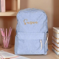 Mochila de pana Bordado Logo Escuela Mochilas de algodón para niñas Niños Escuela de viaje