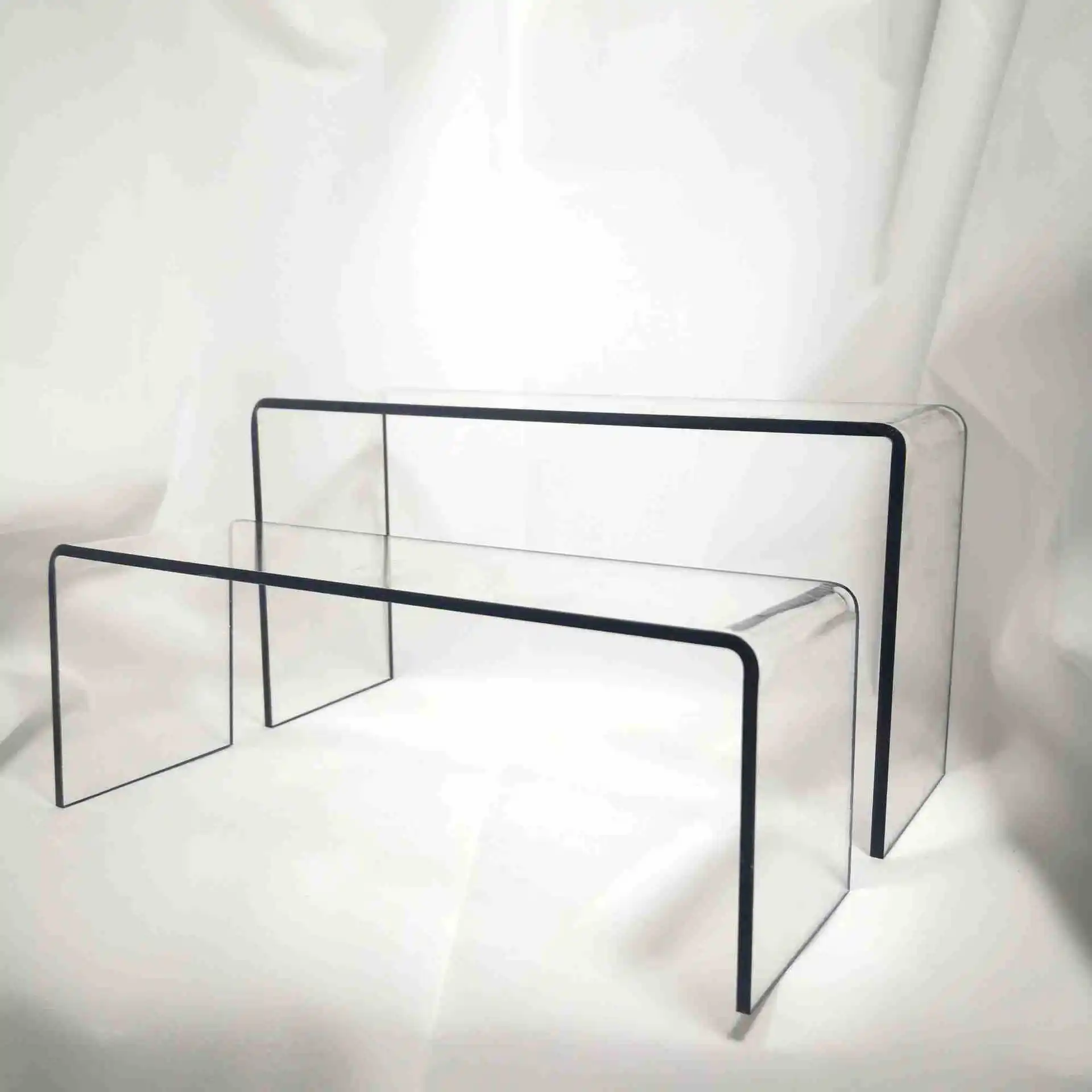 Clear Acrylic Display Risers Collectibles Display Stands Riser Shelf Showcase for Retail Shoes Jewelry Dessert