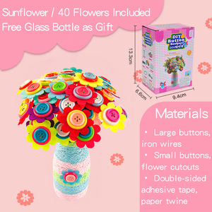 Kit de bricolage pour enfants, bouquet de fleurs fait main avec boutons, tournesol, à partir de 14 ans, thème musical - Product Image 5