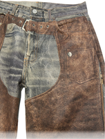 Jeans LEDUO personnalisés vintage, streetwear d'hiver, coton biologique, imprimé illusion optique, taille mi-haute, coupe droite ample