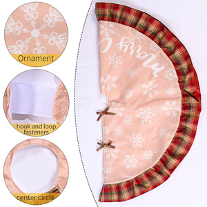 LONGSTAR nuova decorazione natalizia lino <span class=keywords><strong>Plaid</strong></span> bordato gonna albero lettera fiocco di neve finto lino albero fondo grembiule vestito - Product Image 4