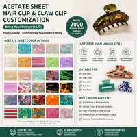 Pince à cheveux pour femme en acétate marbré avec logo, lettre dorée en relief, faite à la main, barrette alligator, pour fêtes, vente en gros B2B pour revendeurs