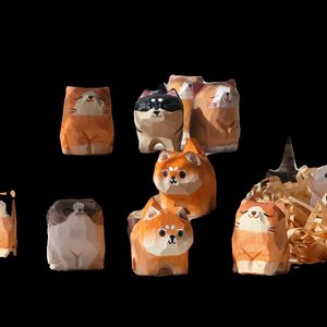 Adornos tallados en madera de perro <span class=keywords><strong>gato</strong></span> <span class=keywords><strong>atigrado</strong></span> naranja hechos a mano lindo escritorio <span class=keywords><strong>y</strong></span> regalo de cumpleaños decorativo montado en el coche para llavero de mujer - Product Image 2