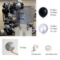 Décoration de fête d'enterrement de vie de jeune fille, ensemble de ballons noirs et argentés, 4D, ballons Disco, mariage, anniversaire, Style Disco, Kit d'arc de ballons