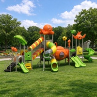 Structure de jeu extérieure pour enfants avec toboggan combiné, décor pieuvre et toboggan tubulaire, pour écoles maternelles et parcs, qualité commerciale