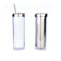 Gobelet droit 20oz en acier inoxydable 304 à double paroi, anti-fuite, sans BPA, pour sublimation DIY, effet boule à neige pailletée, design minimaliste