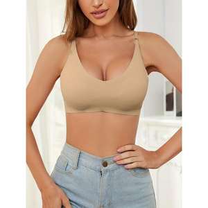 Soutien-gorge confortable et ajustable à col en V, dos nu, doux et sans couture pour femmes, avec bretelles fines confortables, en stock - Product Image 6