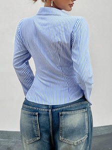 Camisa a Rayas de Estilo Europeo y Americano para Mujer, Otoño 2026, Camisa Elegante y Entallada, Cárdigan - Product Image 6