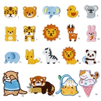 Mini Patchs Brodés Animaux Kawaii Thermocollants Auto-adhésifs Koala Panda Tigre pour Vêtements d'Enfants et Décoration de Sacs à Dos