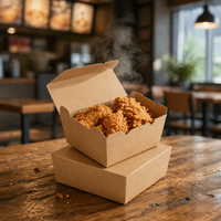 Boîtes carrées rigides jetables en papier kraft épais et résistant à l'huile pour sushis, aliments pour bébés, conserves, poulet frit, hot-dogs, frites