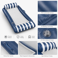 Bouée de piscine en maille pour adultes, chaise longue gonflable en PVC avec appui-tête et repose-pieds, design rayé, personnalisable OEM