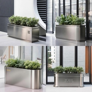 Ensemble de jardinières en <span class=keywords><strong>acier</strong></span> inoxydable, grande taille, personnalisable pour usage commercial, intérieur/extérieur, cour, mobile. - Product Image 4