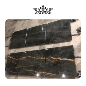 GOLDTOP OEM/ODM marmol Marmar Marble Floor Tile Slabs Noir St. Laurent Marble Polished China Black Brown Gold Jumbo Slab