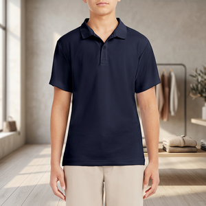 เสื้อยืดแขนสั้นผู้ชายแบบไร้ตะเข็บ ผลิตจากโพลีเอสเตอร์ 100% ถักทอ สีพื้น ระบายอากาศดี ติดกระดุม ออกแบบได้ตามสั่ง สไตล์ลำลอง ขายส่ง - Product Image 2
