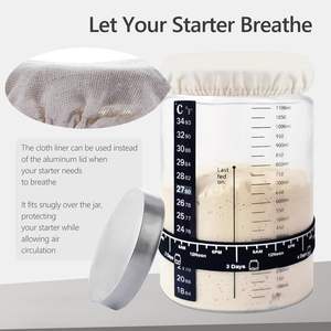 Bread <b>Fermentation</b> Bottle Baking Supplies Large Mouth <b>Jar</b> Graduated Bamboo <b>Jar</b> Reusable Sourdough Starter Kit - Product Image 3