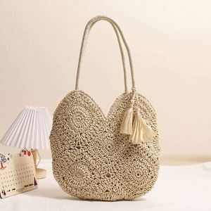 Sac de plage tressé en paille à grande capacité pour femme, avec fermeture éclair et pompon ajouré, vente en gros d'usine - Product Image 1