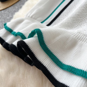 GX8596 Abito in Maglia di Alta Qualità, Sexy con Collo a Risvolto, <span class=keywords><strong>Mini</strong></span> Vestito Estivo, Abbigliamento Casual Elegante da Donna con Maniche Corte - Product Image 6