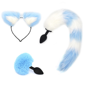 JiaYi Ensemble de trois bouchons anaux étanches avec épingle à cheveux et queue de boule de poils pour hommes/femmes, coffret cadeau SM BY17-229 - Product Image 4