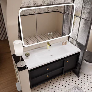 French retro style bathroom cabinet ceramic integrated basin wash basin black thickened - Product Image 4