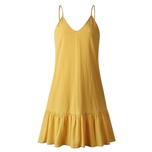 Robes à bretelles spaghetti, épaules dénudées, robe d'été pour femmes, robe blanche, robe à volants, robe sexy, mini-robe en coton et lin, vestidos - Product Image 4