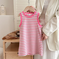Robe d'été sans manches rayée pour bébés filles et tout-petits, collection 2026