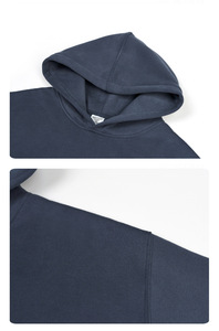 Felpa con Cappuccio Blu Navy di Alta Qualità 100% Cotone per <span class=keywords><strong>Uomo</strong></span>, Spessa in Pile, Oversize, Leggera, Personalizzabile con Logo Stampato - Product Image 2
